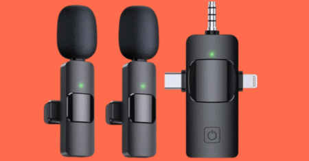 Microfone Sem Fio 3 em 1 PQRQP – Lavalier com Cancelamento de Ruído