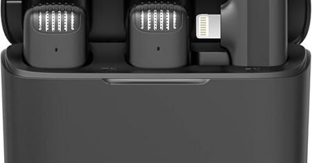 Microfone Sem Fio ULANZI J12 para iPhone até 14 – Lavalier Plug & Play com Estojo Carregador, Áudio Profissional para Vídeos e Gravações