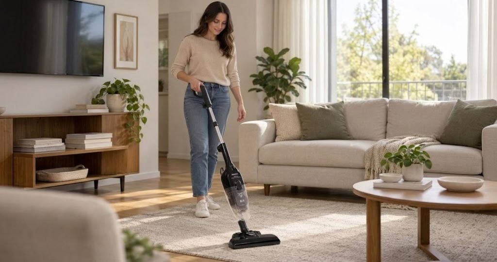 Aspirador Philco: Guia Completo com Modelos, Potência, Filtros e Como Escolher o Ideal em 2026 6 Mãos lavando filtro HEPA lavável de aspirador de pó em água corrente na pia